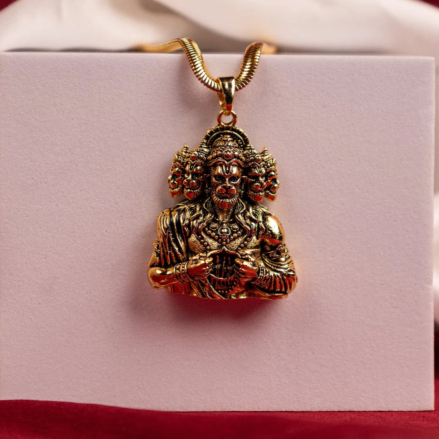 Panchamukhi Hanuman Pendant With Snake Golden Chain