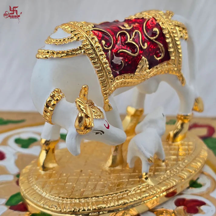 Gold and Silver Plated Kamdhenu Idol | Vastu Kamdhenu Idol for Home Office, and Gift