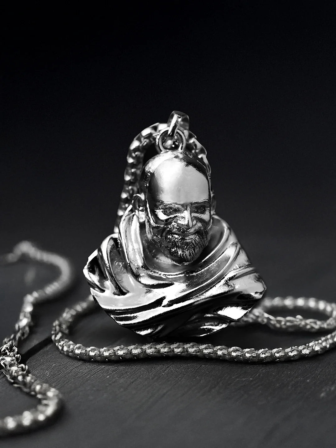 Sterling Silver Plated Neem Karoli Baba Pendant for Men