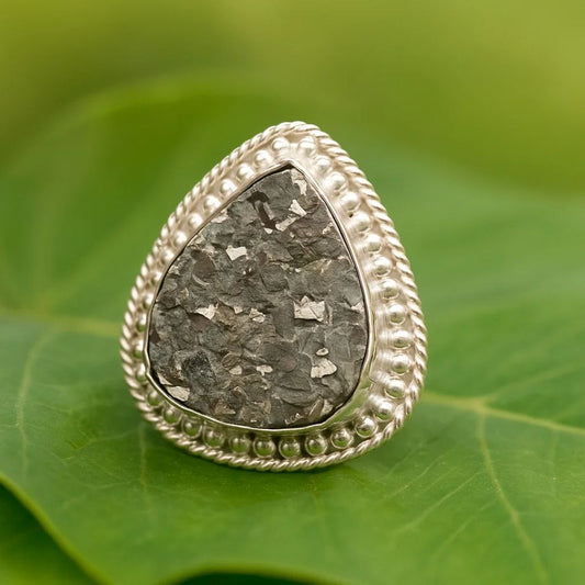 Pyrite Geode adjustable ring