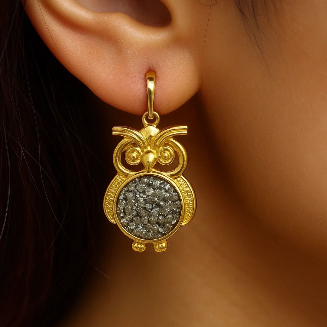 Owl Shape Pyrite Pendent