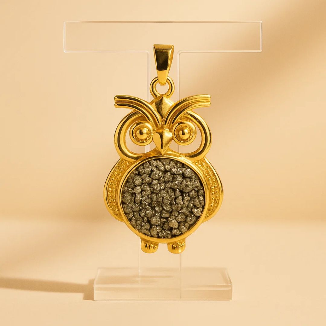 Owl Shape Pyrite Pendent