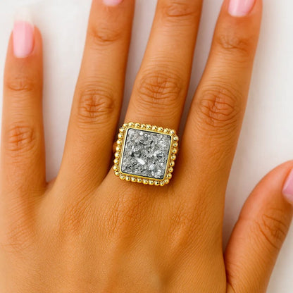 Pyrite Natural Adjustable Ring Premium Gold