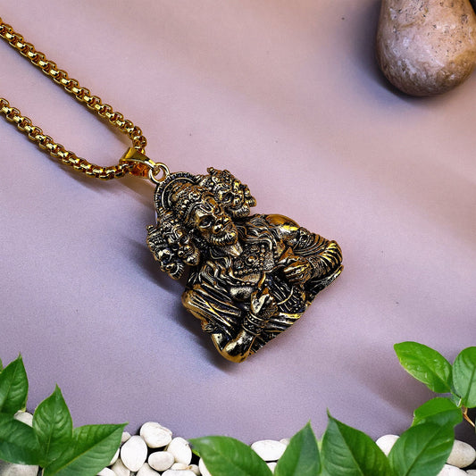 Panchamukhi Hanuman Pendant With Snake Golden Chain