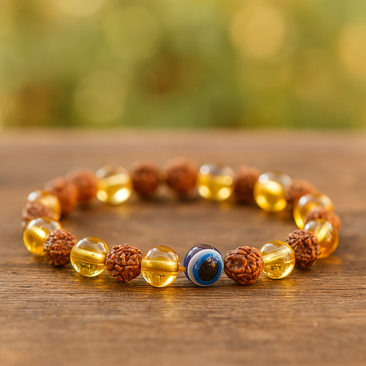 Rudraksh Citrine and Evil Eye Bracelet