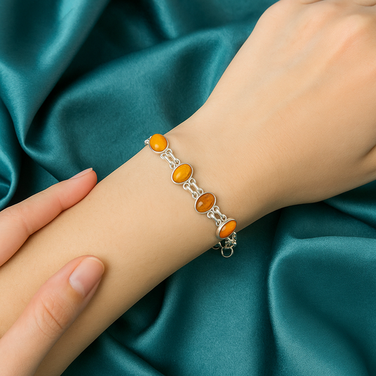 Tiger Eye Silver Plated Bracelet