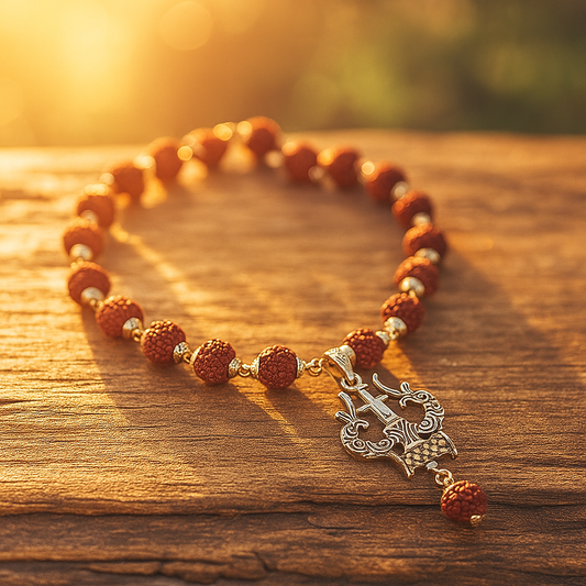 Gold Plated Rudraksha Trishool