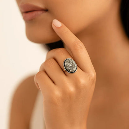 Pyrite Natural Adjustable Ring Oval Design 1