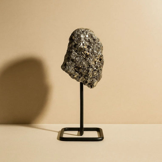 Natural Golden Pyrite Cluster with Stand