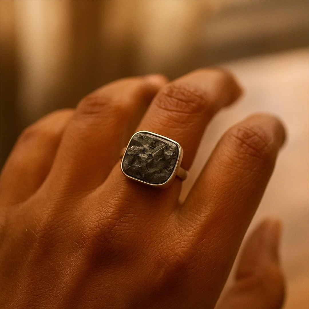 Pyrite Natural Adjustable Square Ring