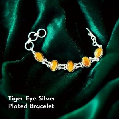 Tiger Eye Silver Plated Bracelet