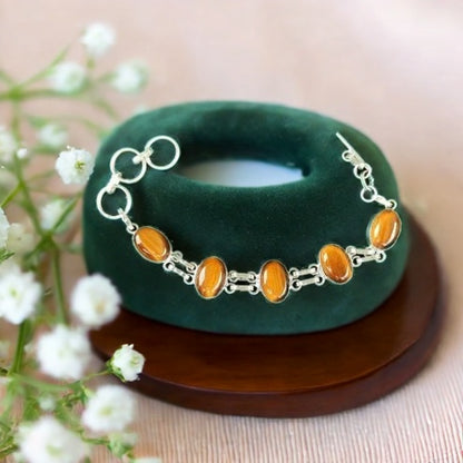 Tiger Eye Silver Plated Bracelet