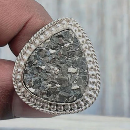 Pyrite Geode adjustable ring