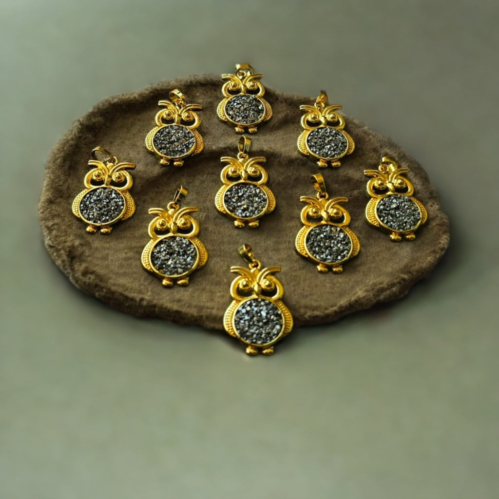 Owl Shape Pyrite Pendent