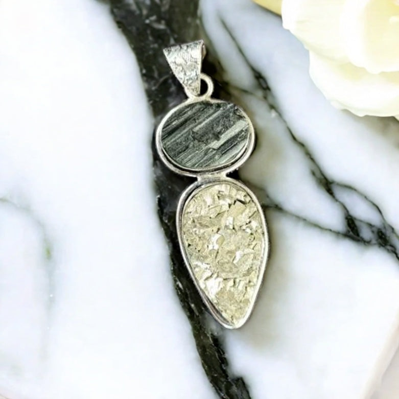 Black Tourmaline Pyrite Pendant