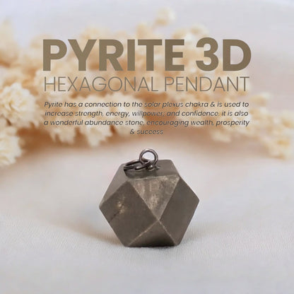 Pyrite 3d hexagonal Pendant (Without Chain)