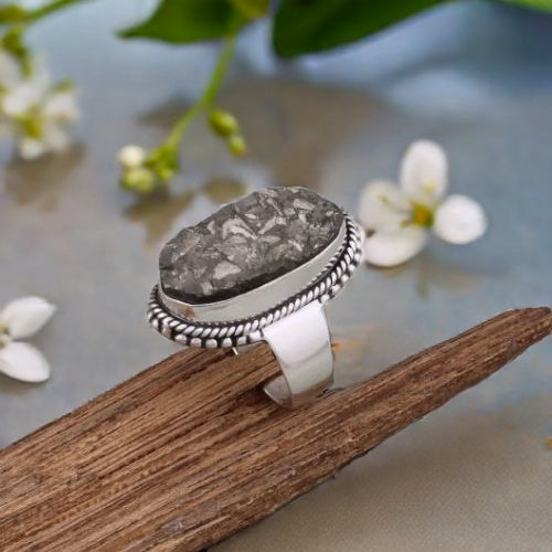 Pyrite Natural Adjustable Ring  Oval L1