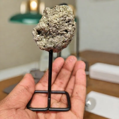 Natural Golden Pyrite Cluster with Stand