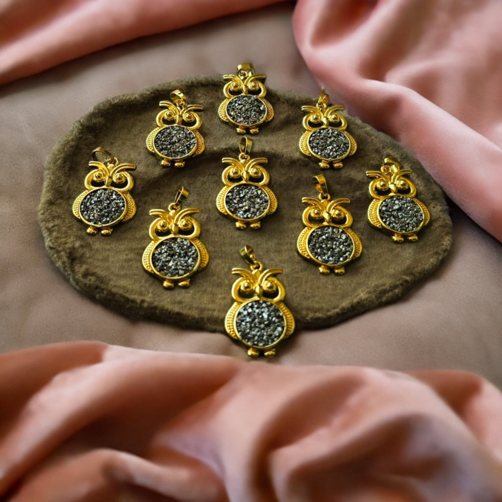 Owl Shape Pyrite Pendent