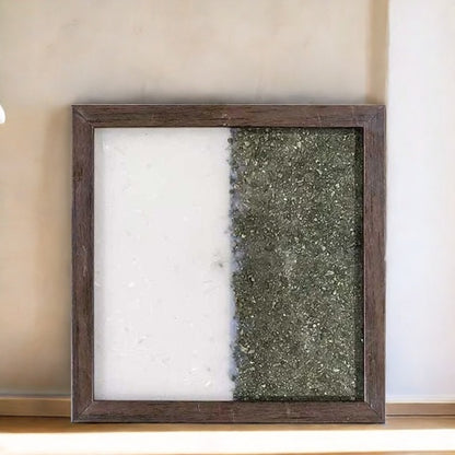 Pyrite & Selenite Dust Plate (Complimentary wooden frame)