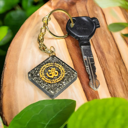Pyrite Keychain (Gayatri Mantra + Zibu)