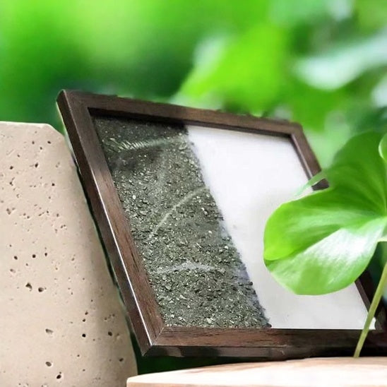 Pyrite & Selenite Dust Plate (Complimentary wooden frame)