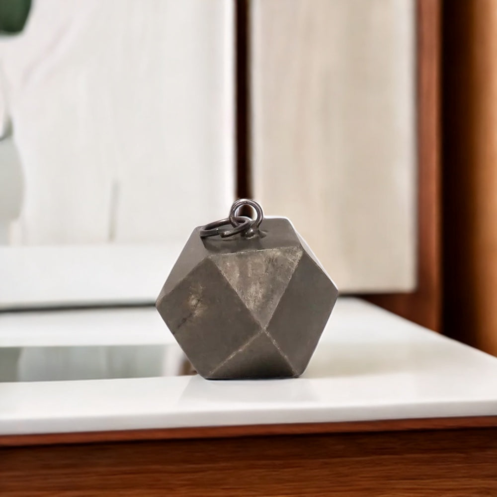 Pyrite 3d hexagonal Pendant (Without Chain)