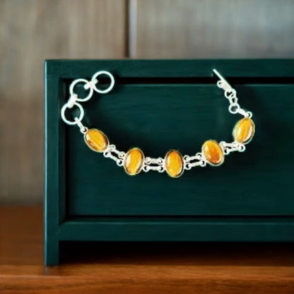 Tiger Eye Silver Plated Bracelet