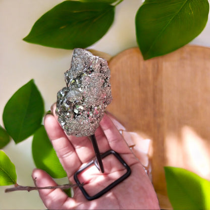 Natural Golden Pyrite Cluster with Stand