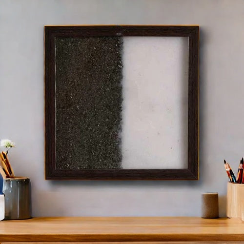 Pyrite & Selenite Dust Plate (Complimentary wooden frame)