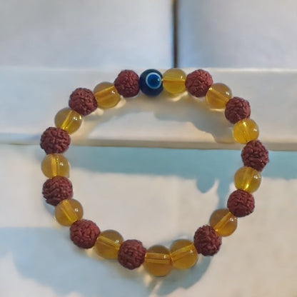Rudraksh Citrine and Evil Eye Bracelet