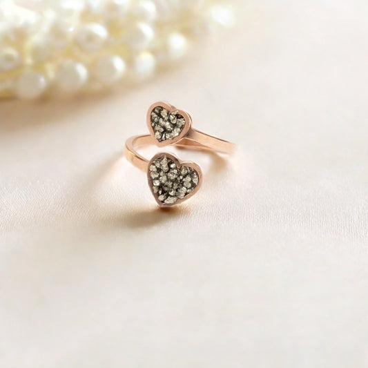 Pyrite Ring for Attracting Money(Heart Shape)