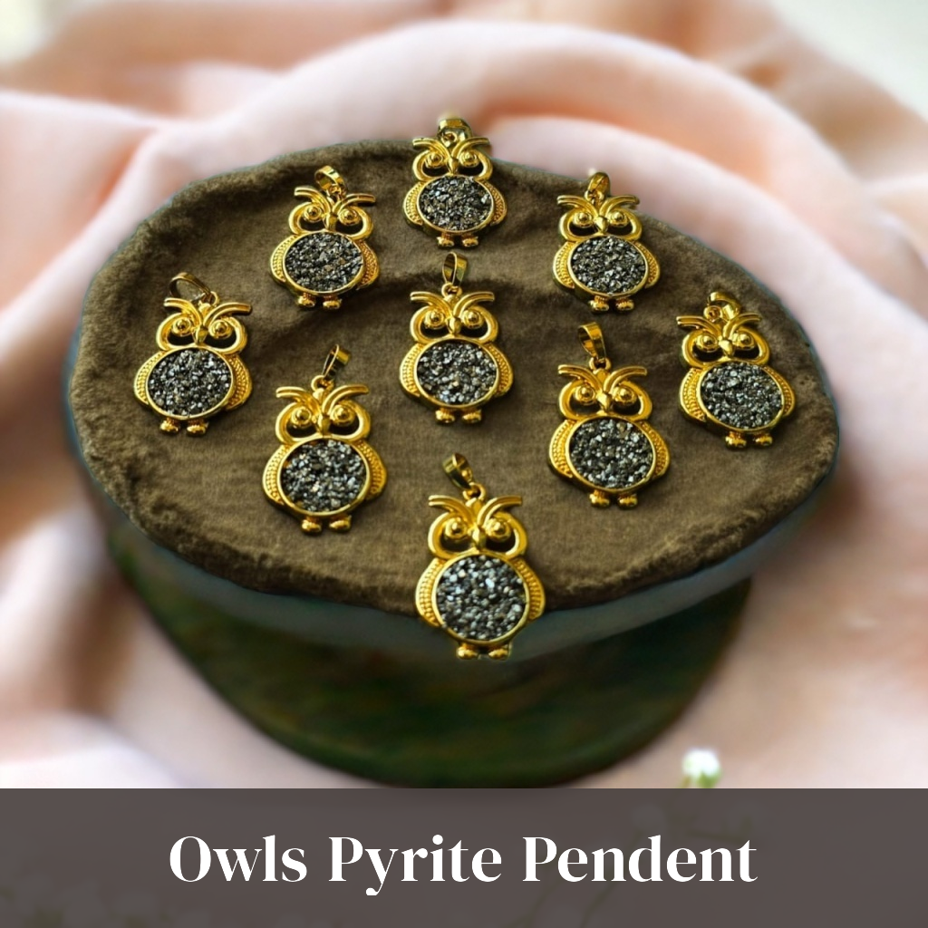 Owl Shape Pyrite Pendent
