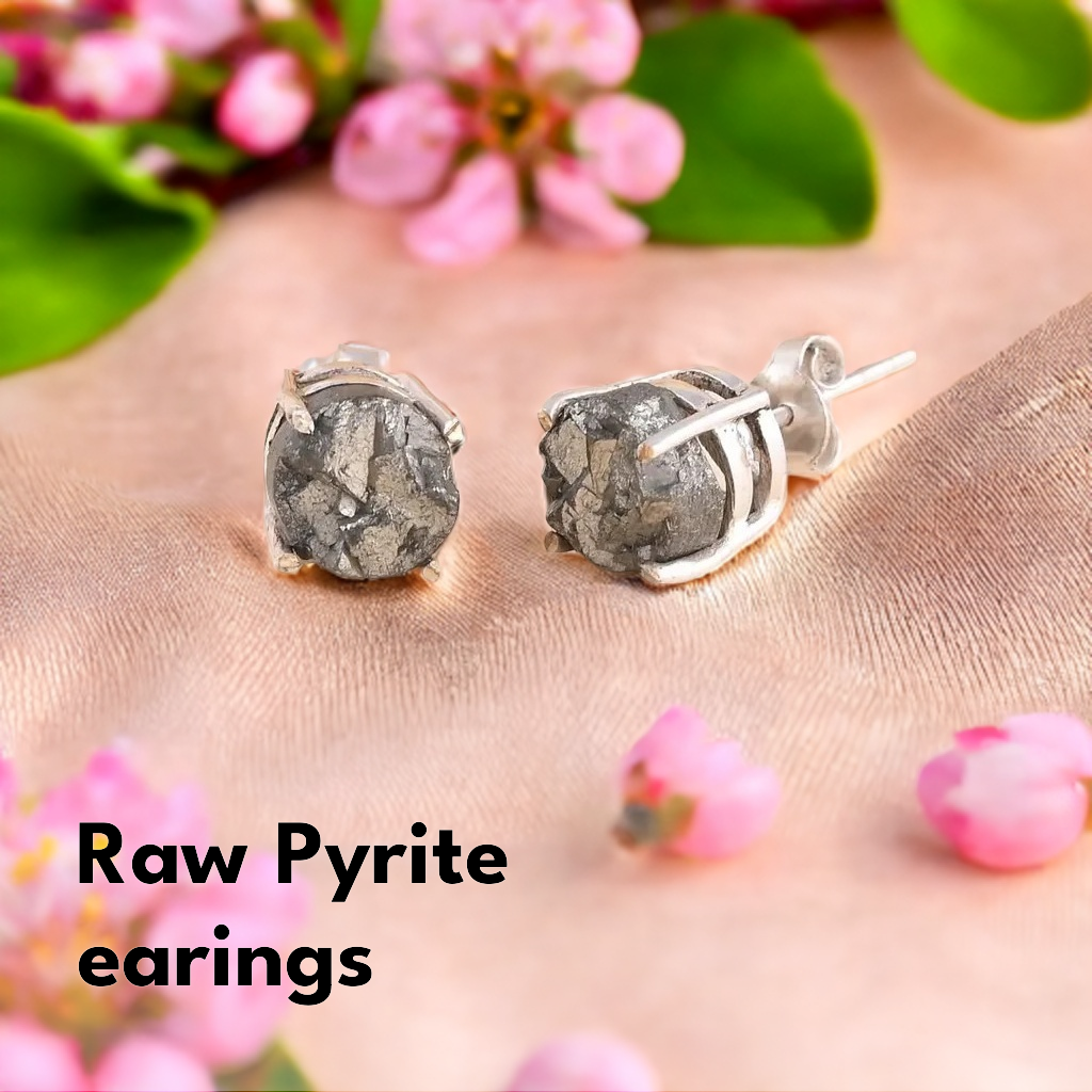 Raw Pyrite earings