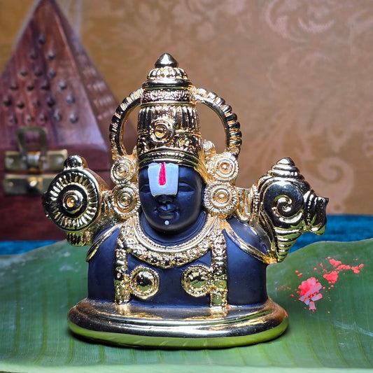 Lord Venkateshwara Statue | Gold Plated Tirupati Balaji Idol (3.5 Inch)