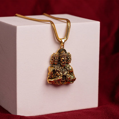 Panchamukhi Hanuman Pendant With Snake Golden Chain